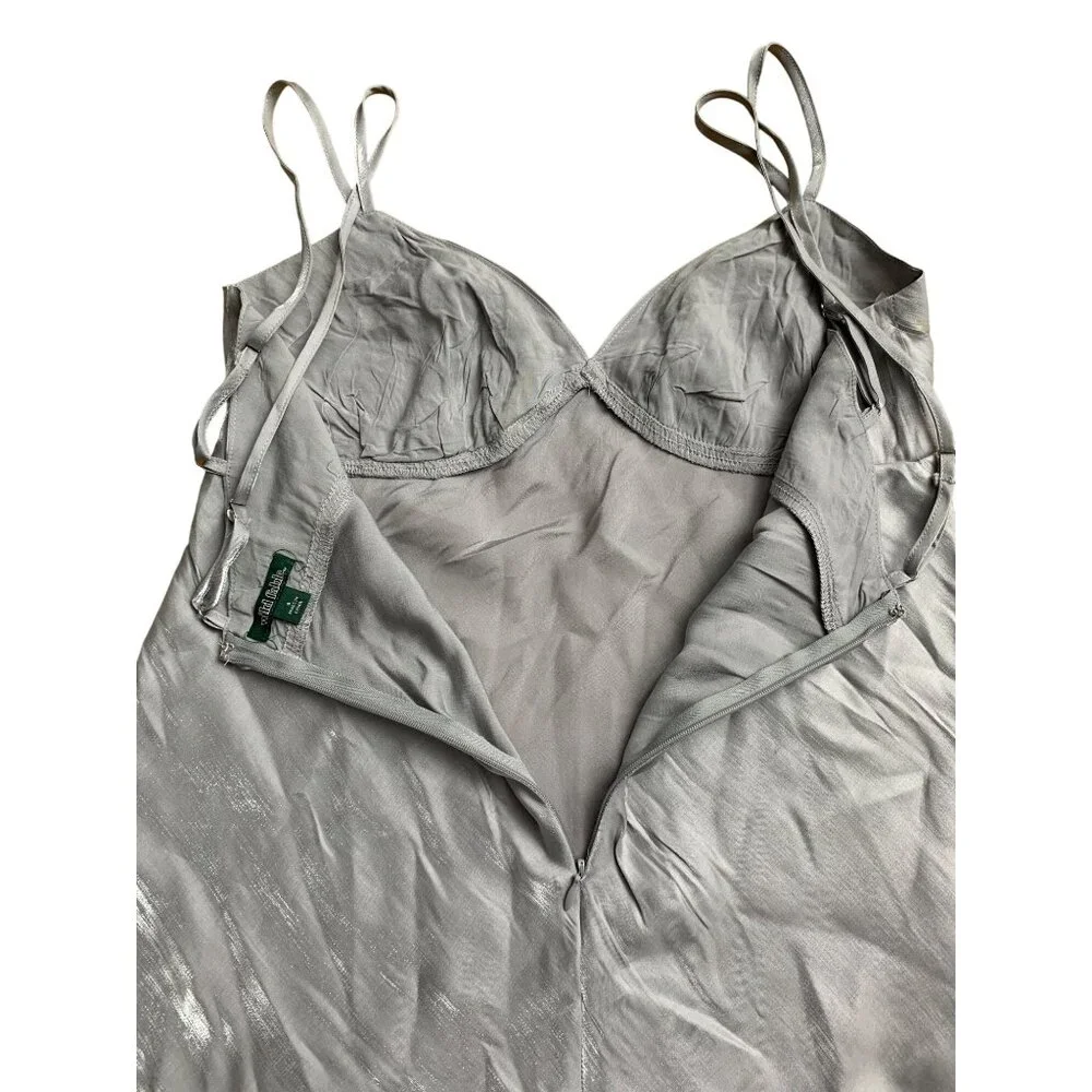 Wild Fable Gray Iridescent Satin Maxi Dress Adjustable Spaghetti Strap Small - Picture 10 of 12